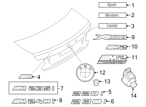 2023 BMW M2 Lettering Diagram for 51148081996