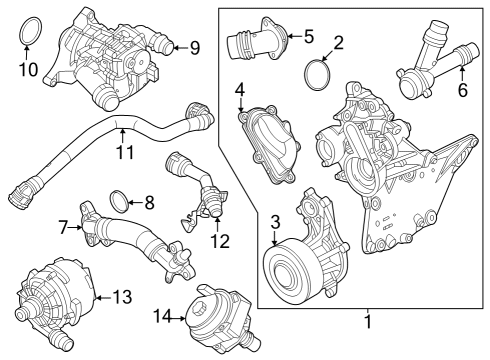 2025 BMW X5 COOLANT PUMP WITH SUPPORT Diagram for 11519453668