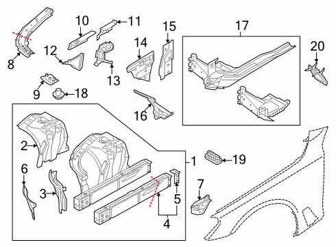 2023 BMW i7 SPRING SUPPORT LEFT Diagram for 41009481881