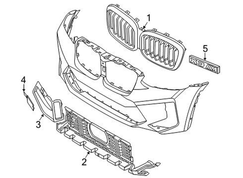 2023 BMW X4 M GRILLE CENTER BOTTOM Diagram for 51118087405