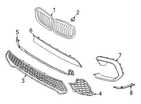 2021 BMW X6 GRILL, AIR INTAKE, CENTER Diagram for 51118069913