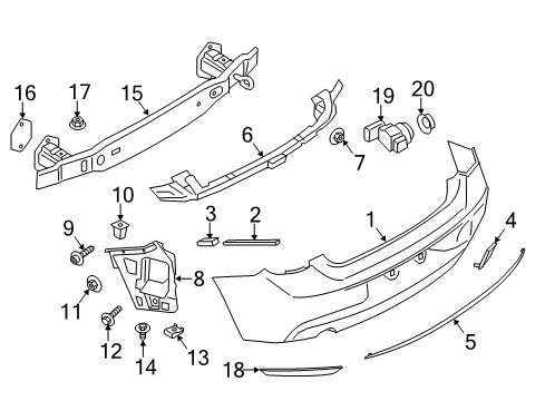 2021 BMW 230i xDrive Bumper Panel Primed Rear Diagram for 51127390352