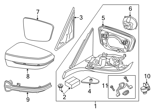 2021 BMW 840i Memory Heated Outside Mirror Diagram for 51165B351B3