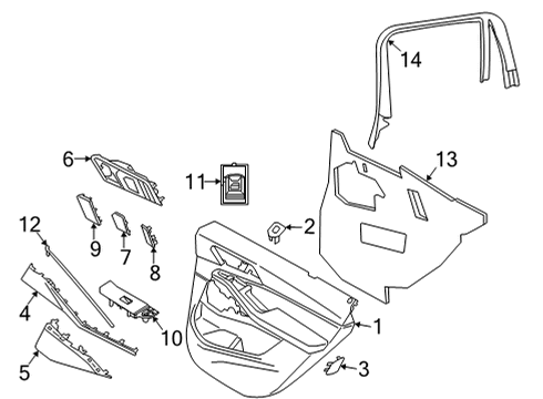 2025 BMW X6 Rear Door Trim Panel Left Diagram for 51425A62055