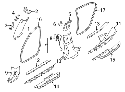 2022 BMW 740i DEFORMATION ELEMENT B-PILLER Diagram for 51437355357