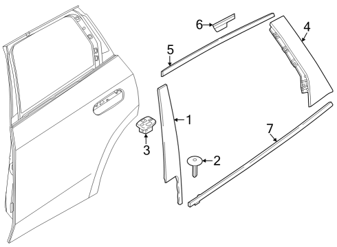2023 BMW X1 WINDOW FRAME TRIM LEFT REAR Diagram for 51359451557