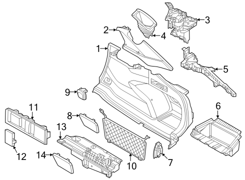 2023 BMW i4 Right Trunk Trim Diagram for 51475A4AD36