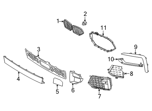 2021 BMW X6 M RADIATOR GRILLE, ILLUMINATED Diagram for 63145A892D8