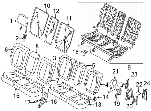 2024 BMW X1 TRIM FOR BACKREST, INNER RIG Diagram for 52205A19E86