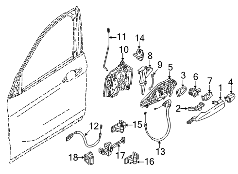 2023 BMW X2 Unified Locking, Mechanical Diagram for 51217479343