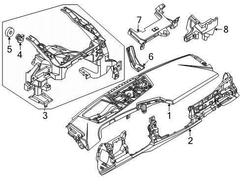 2025 BMW 550e xDrive Cluster & Switches, Instrument Panel & Components Diagram 2