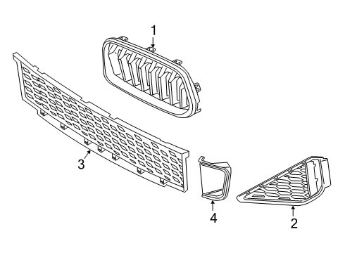 2021 BMW X2 Front Grille Left Diagram for 51139881783