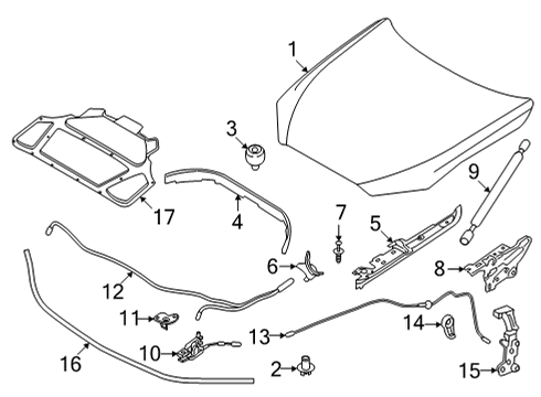 2021 BMW 430i GAS SPRING FRONT FLAP, PASSI Diagram for 51239463396