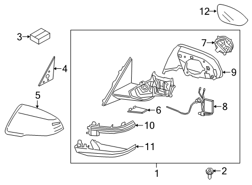 2022 BMW Z4 SEAL, OUTER LEFT MIRROR TRIA Diagram for 51337429645