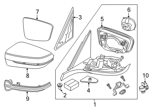 2022 BMW 530e xDrive SET OF MIRROR BASE CAPS Diagram for 51167498968