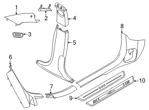 2025 BMW X2 LATERAL TRIM PANEL FRONT RIG Diagram for 51437952146