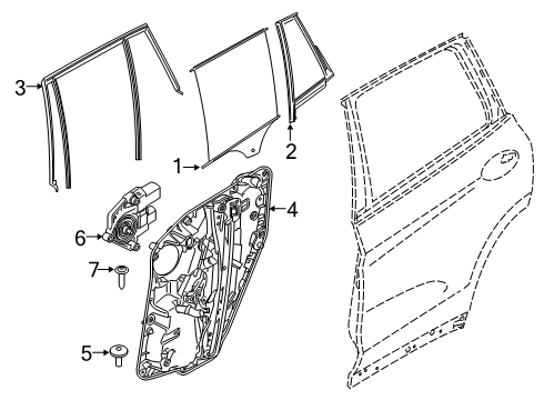 2021 BMW X5 M DRIVE POWER WINDOW REAR LEFT Diagram for 61355A53093