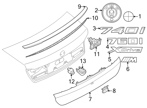 2023 BMW 740i Lettering Diagram for 51145A0CAE9
