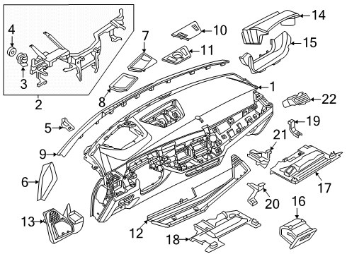 2024 BMW X5 M FRISCHLUFTGRILL MITTE Diagram for 64225A01333