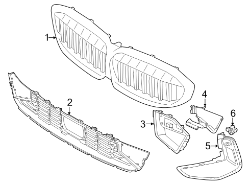 2025 BMW 330i xDrive Front Ornamental Grille Diagram for 51115A1BFA9