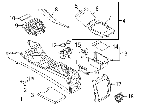 2021 BMW 330i Rear Cover Centre Console Diagram for 51166996850