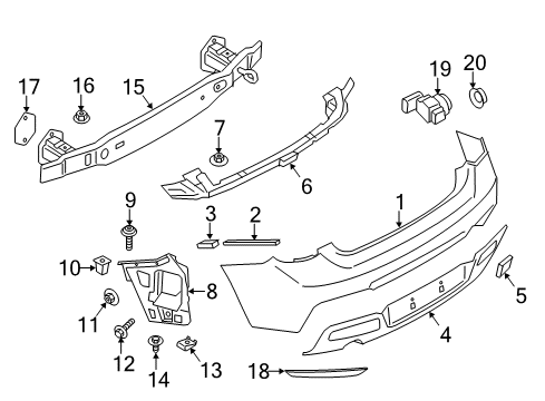 2021 BMW 230i xDrive Bumper Panel Primed Rear Diagram for 51128055965