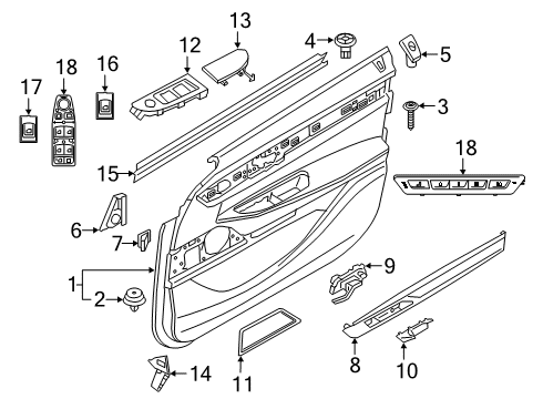 2022 BMW 740i Front Door Cluster Switch Unit Diagram for 61319382503