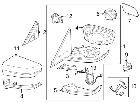 2024 BMW 430i Gran Coupe Exterior Mirror No Lens Heated Diagram for 51165B4B725