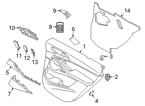 2021 BMW X5 Rear Door Trim Panel Left Diagram for 51429882535