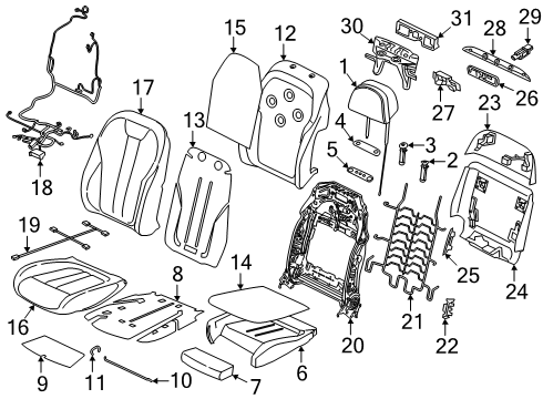 2021 BMW X5 Driver Seat Components Diagram 7