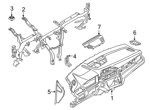 2023 BMW X2 DASHBOARD WITH DECOR SEAM GR Diagram for 51456834886