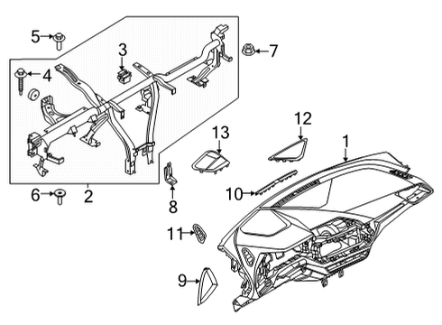 2021 BMW 228i xDrive Gran Coupe I.PANEL WITH GRAY ORNAMENTAL Diagram for 51456962622