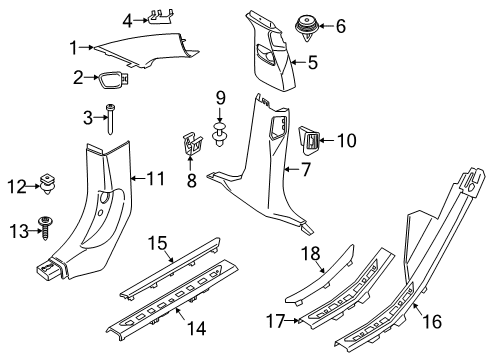 2022 BMW X5 M DEFORMATION PANEL, A-PILLAR Diagram for 51447434114