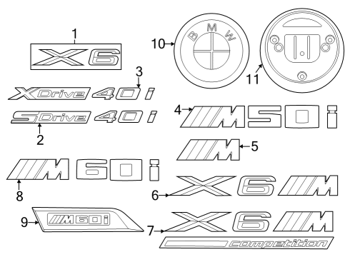 2025 BMW X6 Badge Side Panel Left Diagram for 51145A35383