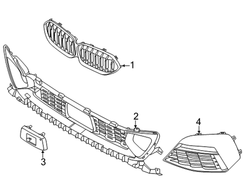 2023 BMW 228i xDrive Gran Coupe Grill Front Diagram for 51135A39375