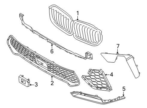 2021 BMW X5 M Grill Front Diagram for 51138079727