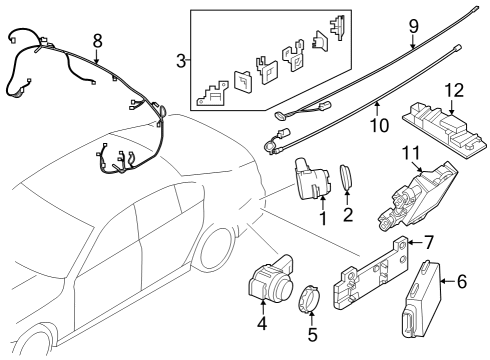 2024 BMW 740i WIRING HARNESS REAR BUMPER Diagram for 61125A476C0