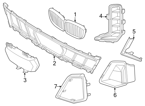 2025 BMW X5 Trim Grille Center Right Diagram for 51115A370D4