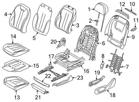 2021 BMW 530i Sport Backrest Imit Cover Diagram for 52109870383