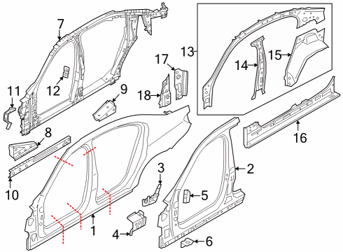 2025 BMW 740i LEFT INTERIOR COLUMN A Diagram for 41145A37985