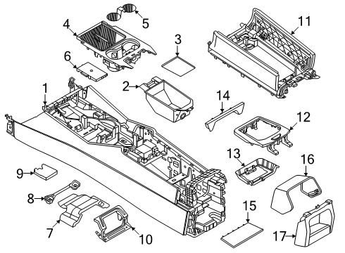 2024 BMW 530i xDrive Center Console Diagram for 51165A4FC42