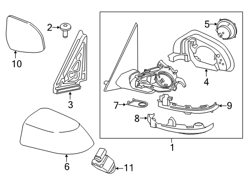 2021 BMW X7 Memory Heated Outside Mirror Diagram for 51168738345