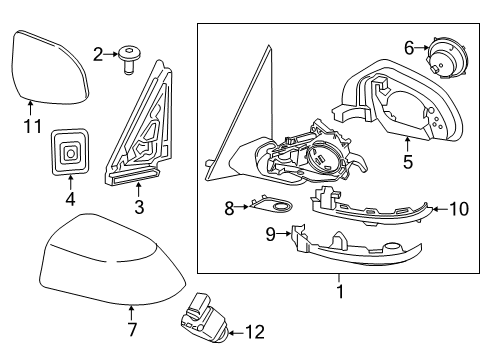 2022 BMW X3 M Exterior Mirror No Lens Heated Diagram for 51165A3AEA7
