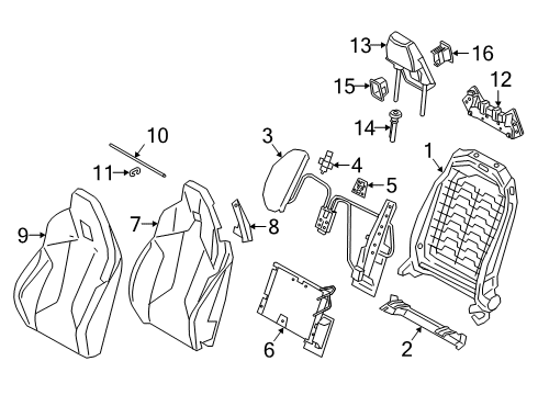 2022 BMW Z4 Leather Cover Sport Backrest Diagram for 52107499859
