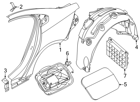2025 BMW 540i xDrive SIDE PANEL RIGHT REAR Diagram for 41219635520