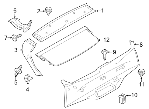 2025 BMW iX Upper Trunk Lid Trim Panel Diagram for 51497954139