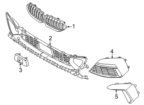 2021 BMW M235i xDrive Gran Coupe TRIM ON GRILL, SIDE, LEFT Diagram for 51115A39373