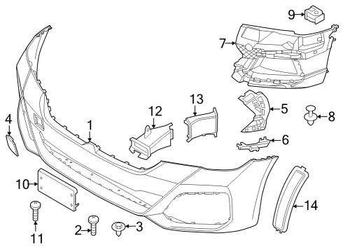 2023 BMW 530e Bumper Trim Cover Primed Diagram for 51119852206