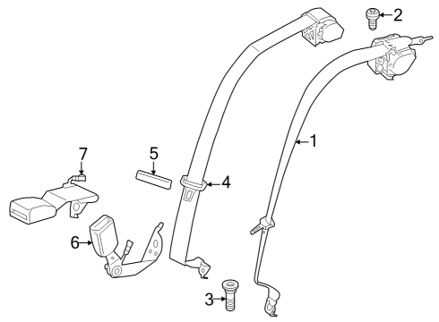 2023 BMW 740i SHOULDER BELT CENTER REAR Diagram for 72115A32E09
