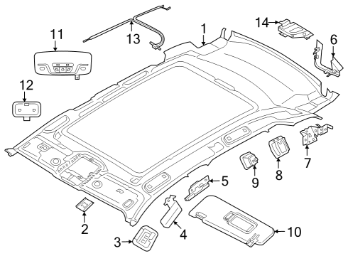 2025 BMW iX DEFLECTOR PLATE HEADLINER FR Diagram for 51437951721